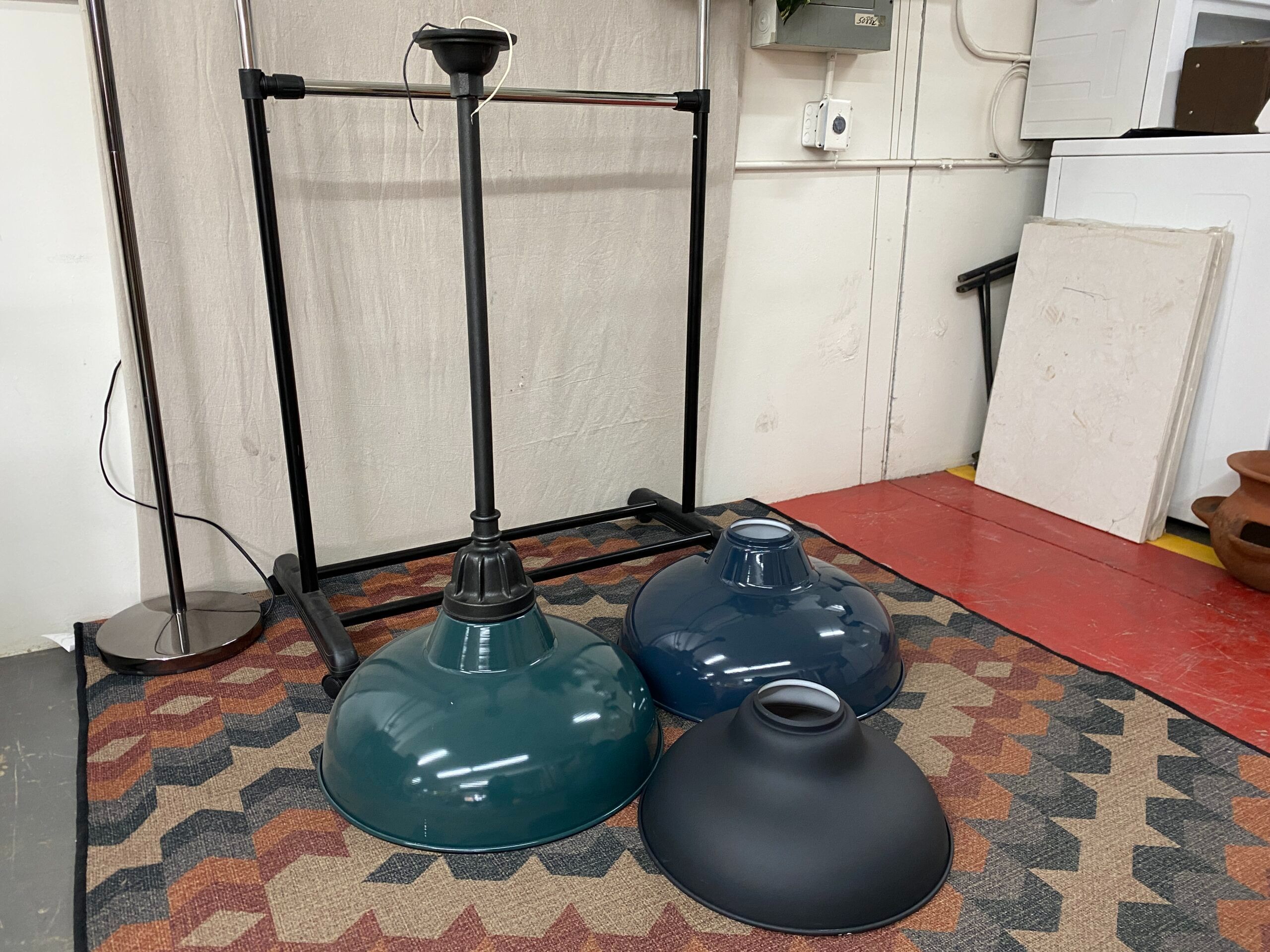 REJUVENATION Outdoor Dome Lighting Fixture w/ Black, Green, & Navy Blue Shades