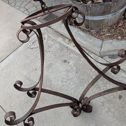 Hanging Wrought Iron Spanish Decorative Piece Scroll Plant Stand Chandelier Vintage Metal Sculpture Patio Garden