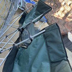 Heavy Duty Double Camping Chair with 2-Cup Holders  and Cooler Bag in Excellent Condition 