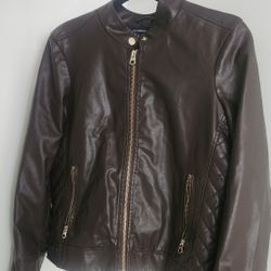 Women Faux Leather Jacket Brown M. NWOT