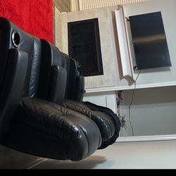 Black Led Leather Recliner Couch 