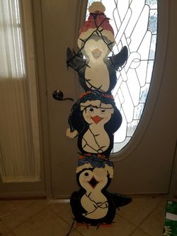 Wooden penguins Christmas decoration