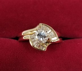 14k Yellow Gold Diamond Wedding Ring Set