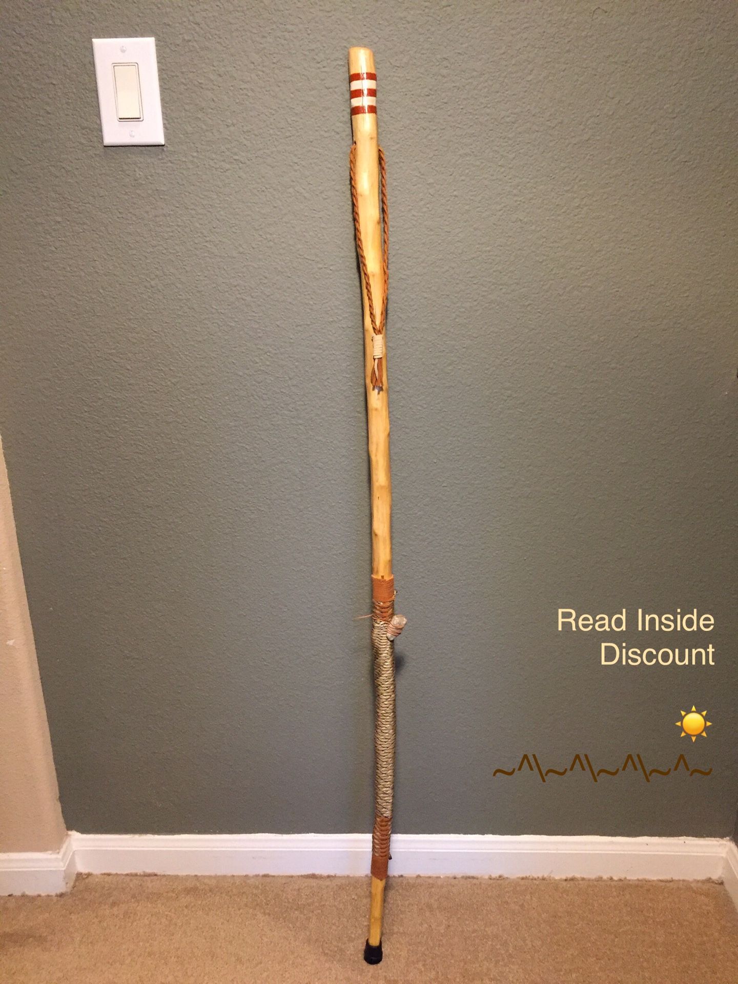 Yucca Hiking Stick In Natural (With Badges)
