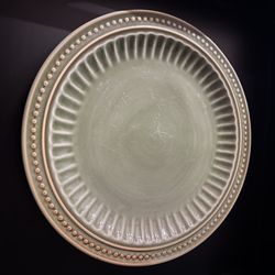 Vintage Bombay Sage Green Fluted Scalloped Dinner Plate.