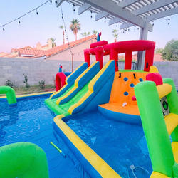 Kids Inflatable Water Slide Splash Pool with Blower – Excellent Condition