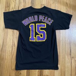 Adidas LA Lakers Metta World Peace #15 Black Graphic T-Shirt Men’s Small NBA