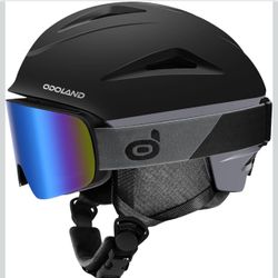 Odoland Ski Helmet, Snowboard Helmet with Ski Goggles, Black, Small (54-56cm/ 21.2-22”)