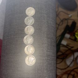 6 Mercury Dimes 
