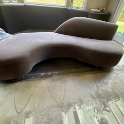 Purple Serpentine Chaise Lounge With Ottoman