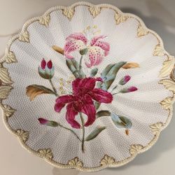 Antique Nippon Mortgage & Gold Gilt Floral Server Plate Bowl 11”