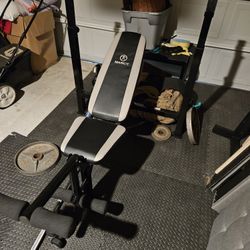 Workout Bench With Olympic Barbell 