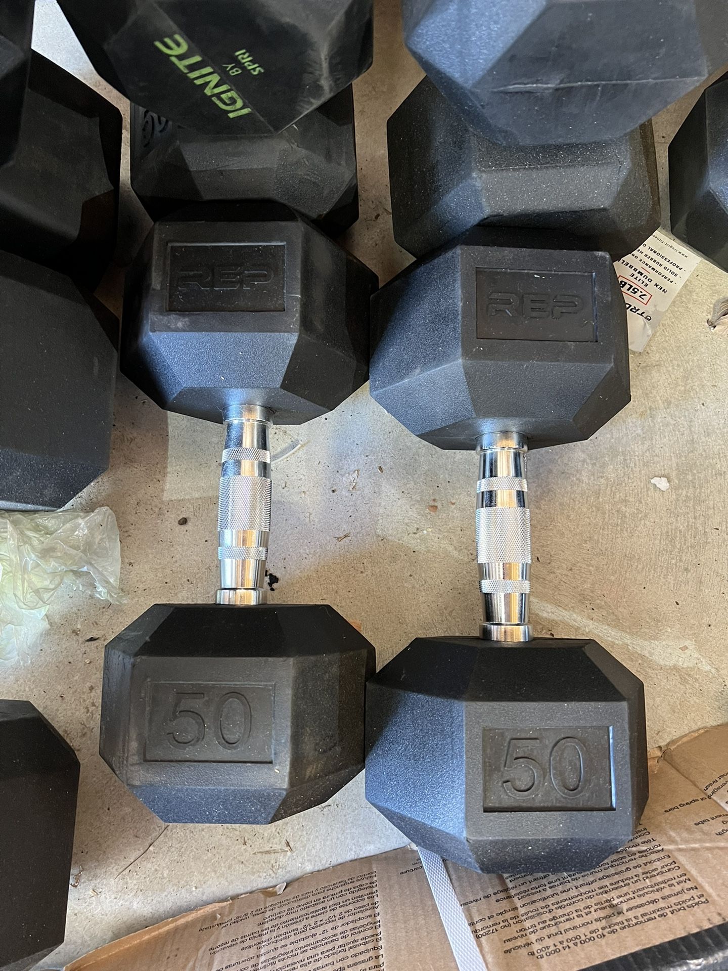 Rep Fitness 50lb Rubber Hex Dumbbell Pair