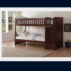 Beautiful Cherry Wood Bunk Beds With Drawers 