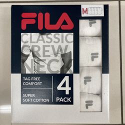 NWT FILA Men’s Super Soft Cotton Crew Neck Tshirt 4 Pack Size M