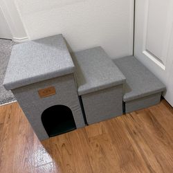 Gray Pet Stairs With Storage