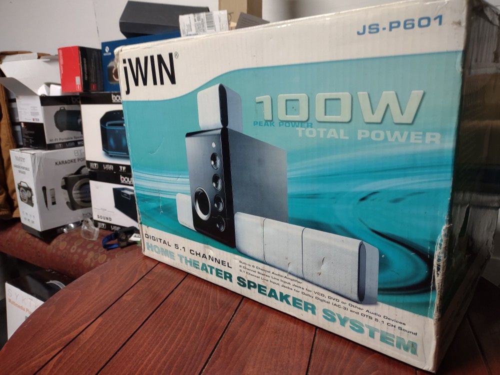 JWIN 5.1 DOLBY DIGITAL HOME THEATER SYSTEM 100W + 4 SUBWOOFERS BRAND NEW SEALED IN BOX