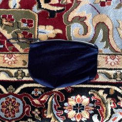 Lancôme Navy Blue Velvet Makeup Cosmetic Bag Zipper Top Wristlet Strap