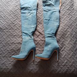 Blue Denim high Heels