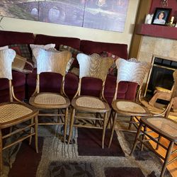 Antique Dining Chairs with Cane Seats