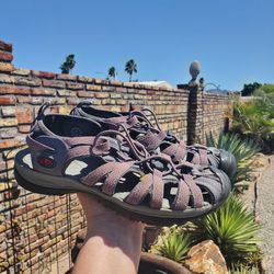 KEEN Whisper Pink Blue Waterproof Walking Hiking Womens Sandals Size 7.5