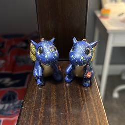 Ty Mini Boo Blue Dragon (lot of two)