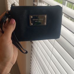 Michael Kors Black Leather Wristlet 