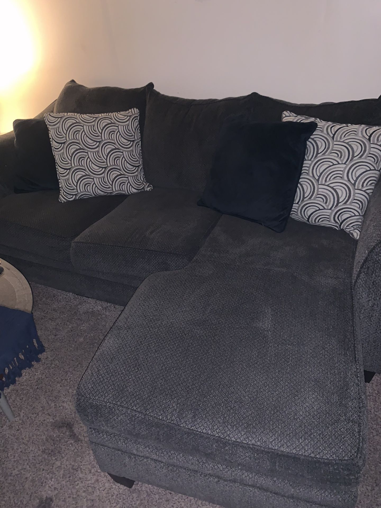 Dark Grey Sofa w Reversible Chaise 