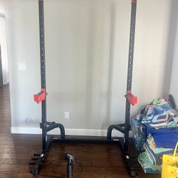 Squat Rack With Safety Bars And Pulley Attachment 