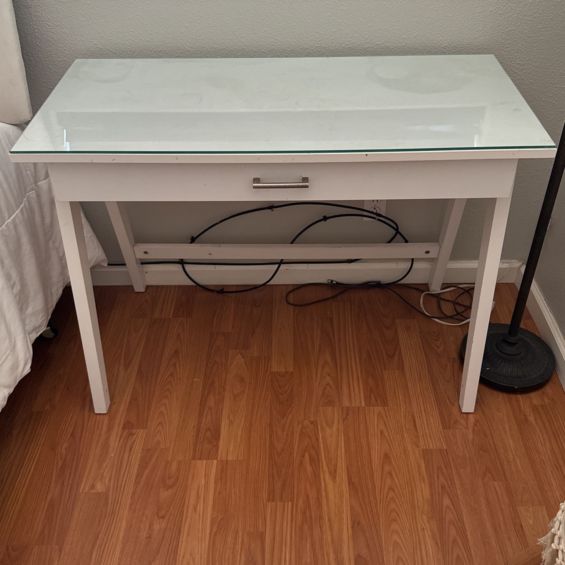 White Desk With Glass Top