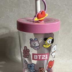 Brand New BTS BT21 Tumbler Cup w/ Straw Line Friends 
