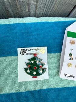 Holiday earrings and pins