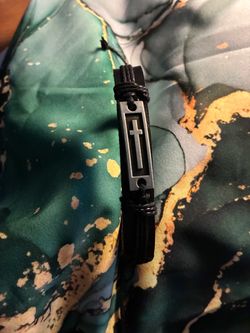Black Cord Bracelet with Cross Charm
