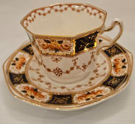 Antique Samuel Radford "Enfield" Imari Tea Cup & Saucer Hand Painted Octagon