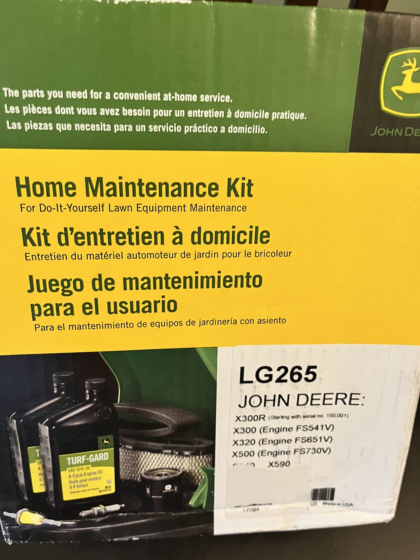 John Deere LG265 Home Maintenance Service Kit S240 X300 X500 X350 X570 Z445 Z665 Mowers Tractors