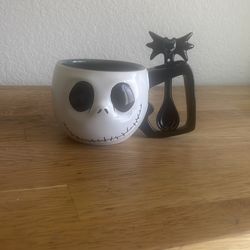 Large Jack Skellington Mug Reversible with Spoon