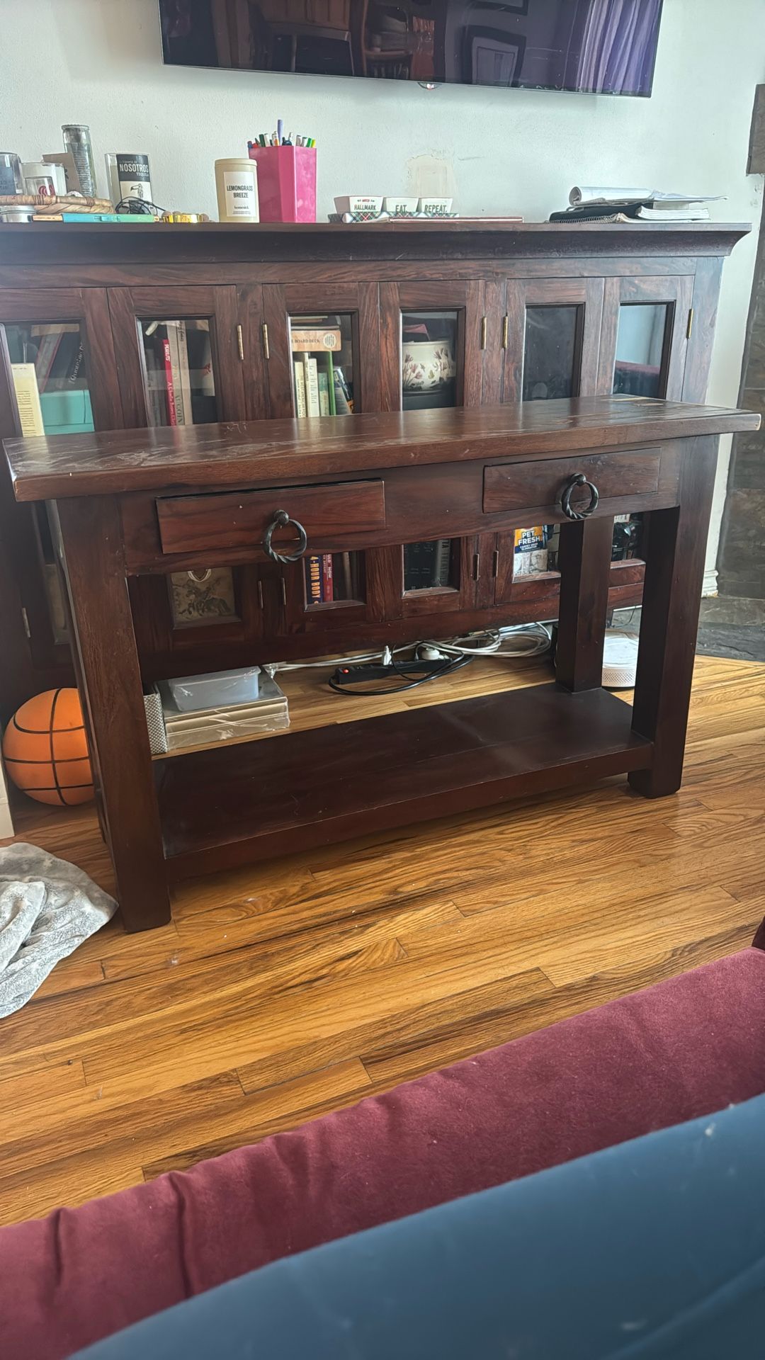 Title: Solid Wood Console Table with Storage – Sturdy & Stylish