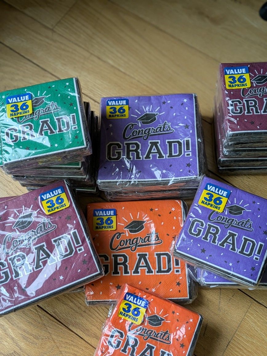 24 packs Graduation Beverage Napkins Green/ purple / orange/ burgundy (36 Count) ea pack $2