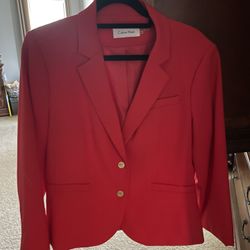 Calvin Klein Size 14 Red Blazer