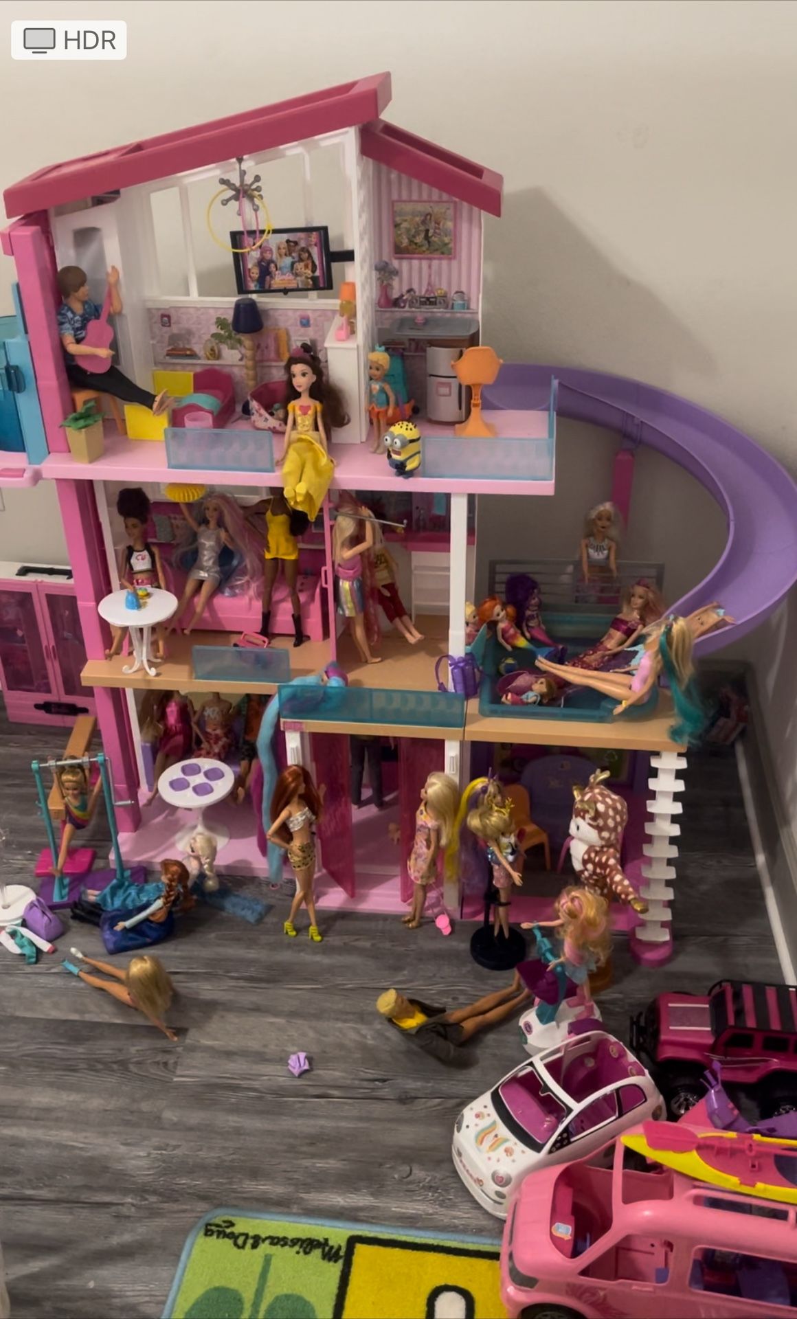 Barbie Dream House Everything Included+35 Dolls+ dozens of clothes+2 Cars+1moto+camping Truck+ Box Full Of Accessories + Original Accessories 