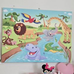 Nursery Animal Jungle Wall Canvas