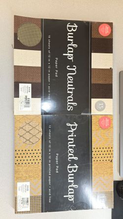 Burlap Scrapbook Paper Pad Lot 12x12 New 27 Sheets Rustic Craft Cardstock