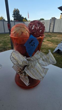 Fall Decorative Vase with Orbs and Bow
