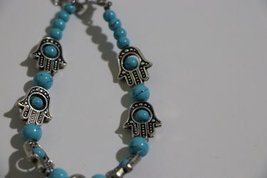 Blue Bracelet with Hand of Fatima