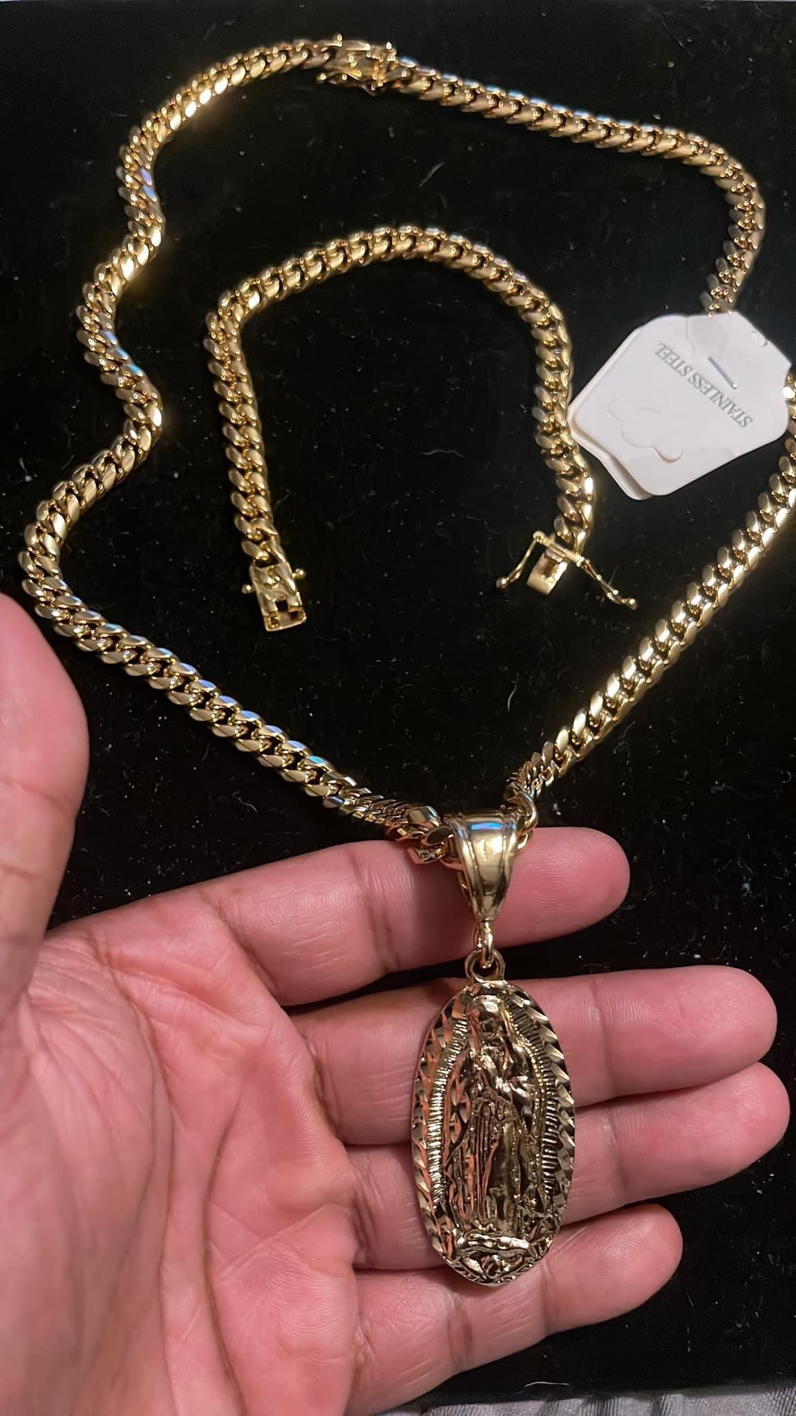 Virgin Mary Cuban Link Set