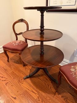 3-Tier Mahogany Dumbwaiter Side Table
