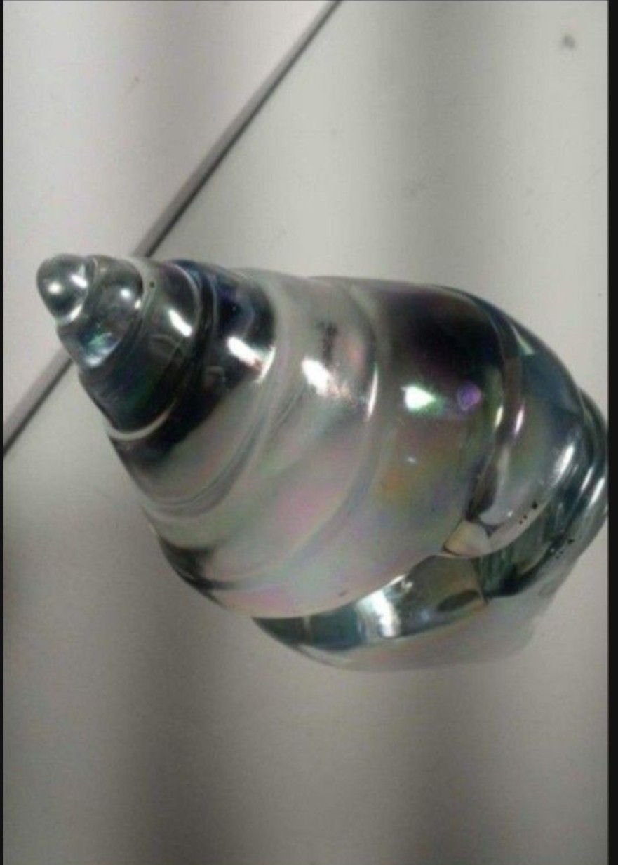 VINTAGE ART GLASS SHELL PAPERWEIGHT 4.5"×3.5" - A64
