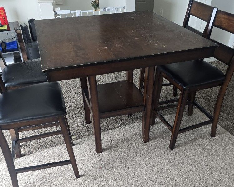 Wooden Dining Table With 4 Chairs