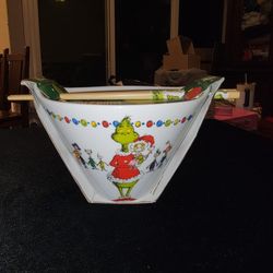 Grinch Noodle Bowl With Chopsticks Brand New