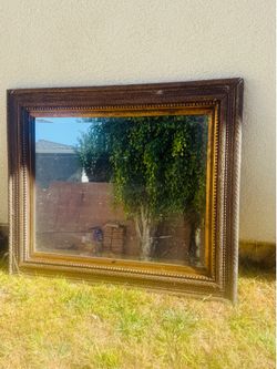 Antique Wood Frame Wall Mirror